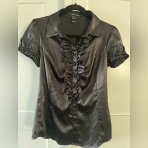 MNG by Mango half button down satiny top